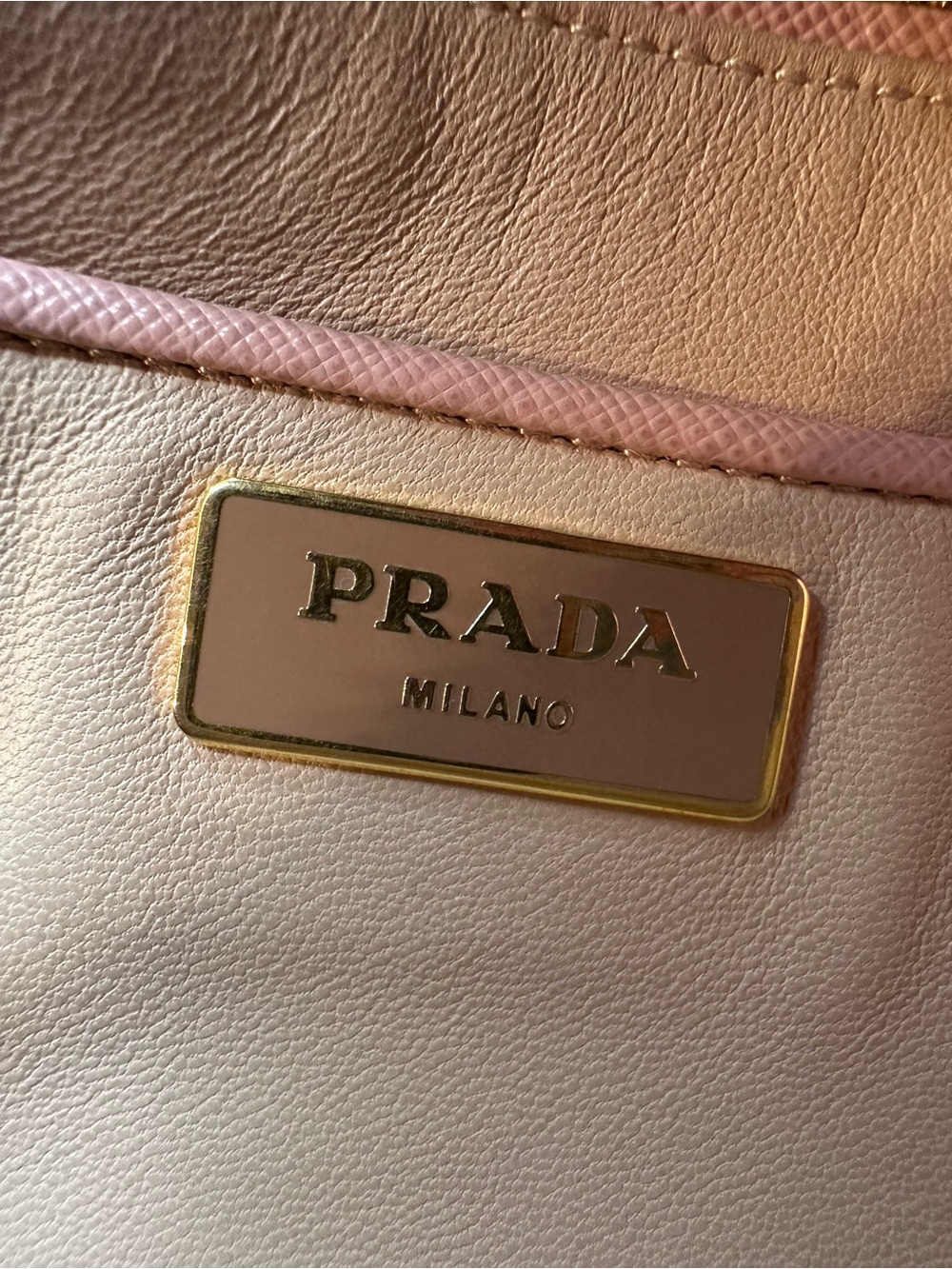 Prada Saffiano Leather Promenade Bag in Pink and Cream (Medium) - Picture 9 of 10